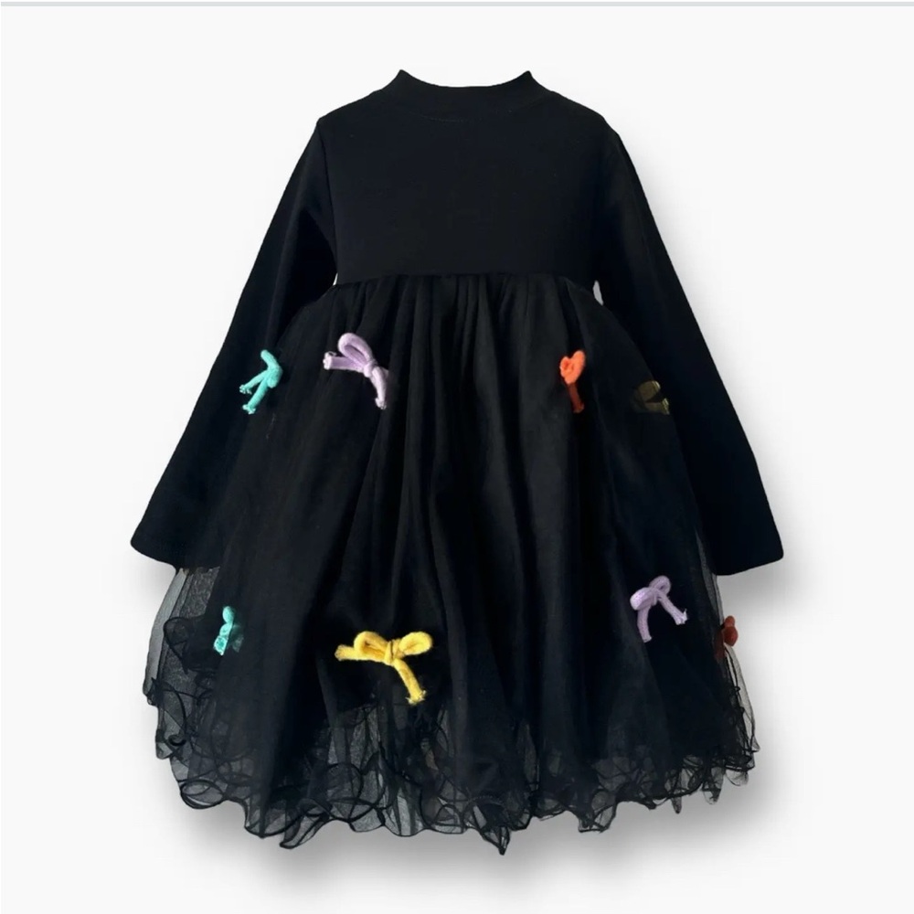 Black children’s Dress with Colorful Bows